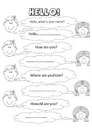 English Worksheet: hello