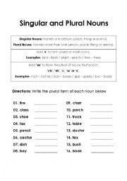 English Worksheet: Singular and Plural