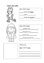 English Worksheet: Colour and write the possessive adjective.