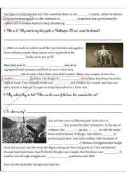 English Worksheet: Listening comprehension Obamas speech for the 50 th anniversary of the march on Washington, DC.2/2