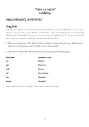 English Worksheet: VIVA LA VIDA - COLDPLAY