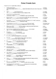 English Worksheet: False friends quiz