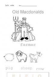 English Worksheet: Old Macdonald Coloring sheet