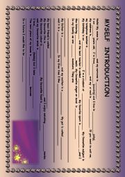 English Worksheet: Myself  introduction - 1st person By Lore