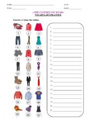 English Worksheet: The Clothes We Wear (Vocabulary & Grammar Practice)