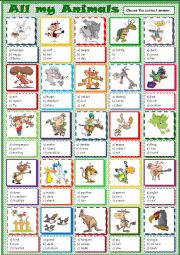 English Worksheet: All my Animals * for beginners