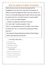 English Worksheet: reading