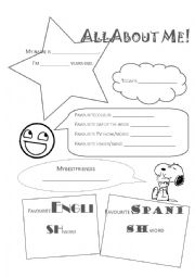 English Worksheet: All About Me!