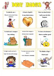 English Worksheet: BODY IDIOMS