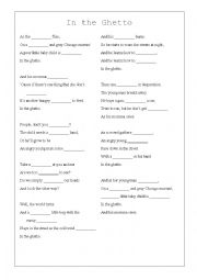 English Worksheet: Elvis Presley - In the Ghetto