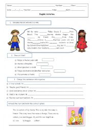 English Worksheet: Be + family