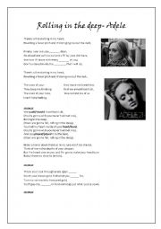 English Worksheet: Song Rolling in the Deep