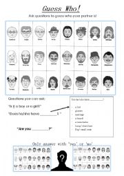 English Worksheet: Guess Who Game