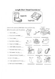 English Worksheet: Long and Short Vowel Sounds /oo/