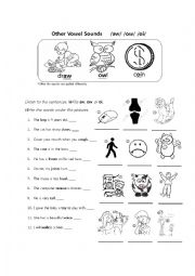 English Worksheet: Other Vowel Sounds /aw/ /ow/ /ie/