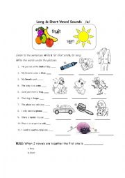 English Worksheet: Long and Short Vowel Sounds /u/