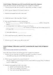 English Worksheet: Robert Waldinger TED Lessons from the longest study on happiness 