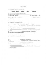 English Worksheet: Water