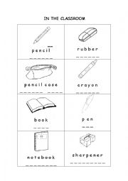 English Worksheet: Colour Dictation Vocabulary - Classroom Things