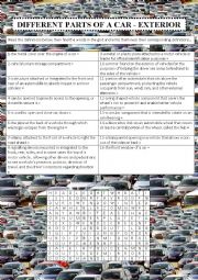 English Worksheet: Different parts of a car - exterior