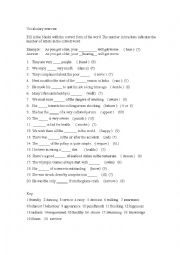 English Worksheet: intermediate English vocabulary exercise