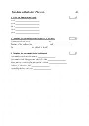 English Worksheet: Dates and ordinals