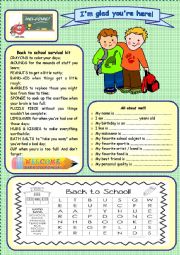 English Worksheet: Welcome back students activities