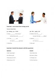 English Worksheet: First / Basic converstation