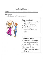 English Worksheet: Asking Name