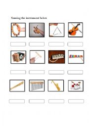 English Worksheet: Naming Instrument