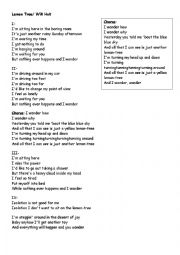 English Worksheet: lemon tree song