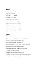 English Worksheet: Much or many exercises
