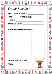 English Worksheet: Santas Letter Easy