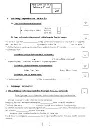 English Worksheet: partial test N2 for 9th formers