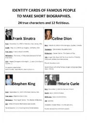 English Worksheet: how to make short biographies