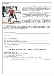 English Worksheet: Disabilities