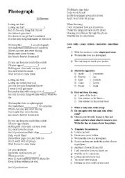 English Worksheet: Song Photograph