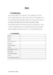 English Worksheet: My Name is Sara.