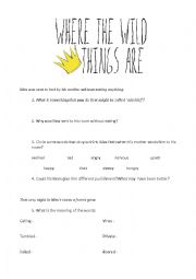 Where The Wild Things Are Worksheet