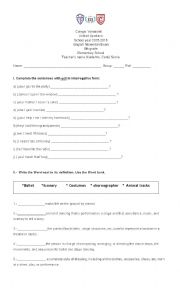 English Worksheet: exams 6th grade 1