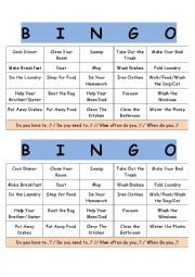 Chores Bingo