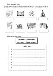 English Worksheet: In the town