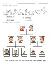 English Worksheet: Animals and Family