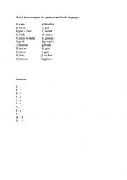 English Worksheet: Synonyms for gesture and body language