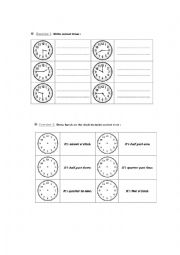 English Worksheet: telling the time exercises