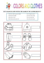 English Worksheet: COLORS AND CLOTHES