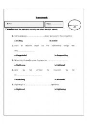 English Worksheet: present participle and past participle