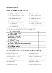 English Worksheet: compound adjectives