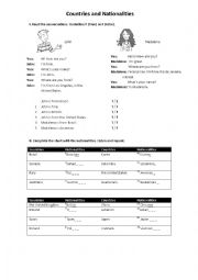 English Worksheet: Countries and Nationalities