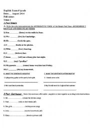 English Worksheet: english exam past simple and past continuous